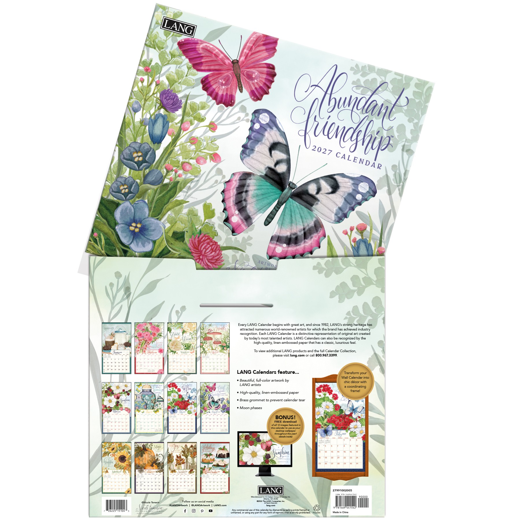 Abundant Friendship 2027 Lang Kalender 27991002005-04 Nicole Tamarin Abundant Friendship 2027 kalender in luxe bewaarhoes.