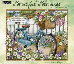 Wandkalender ‘Bountiful Blessings 2027’ van Susan Winget met landelijke en decoratieve illustraties.