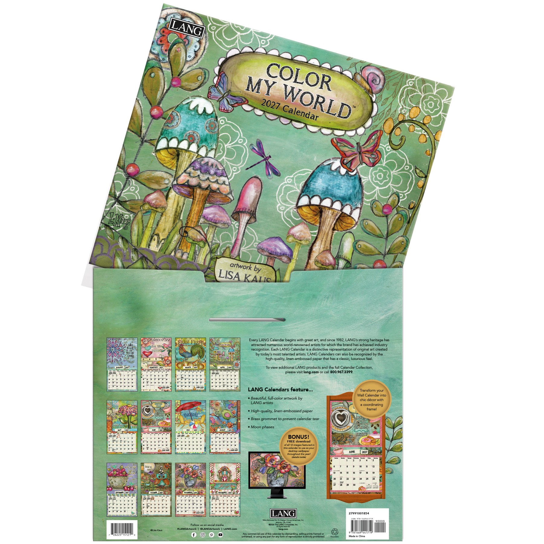 Color my World 2027 Lang Kalender 27991001854-04 Lisa Kaus Color My World 2027 kalender in een luxe en handige bewaarhoes.