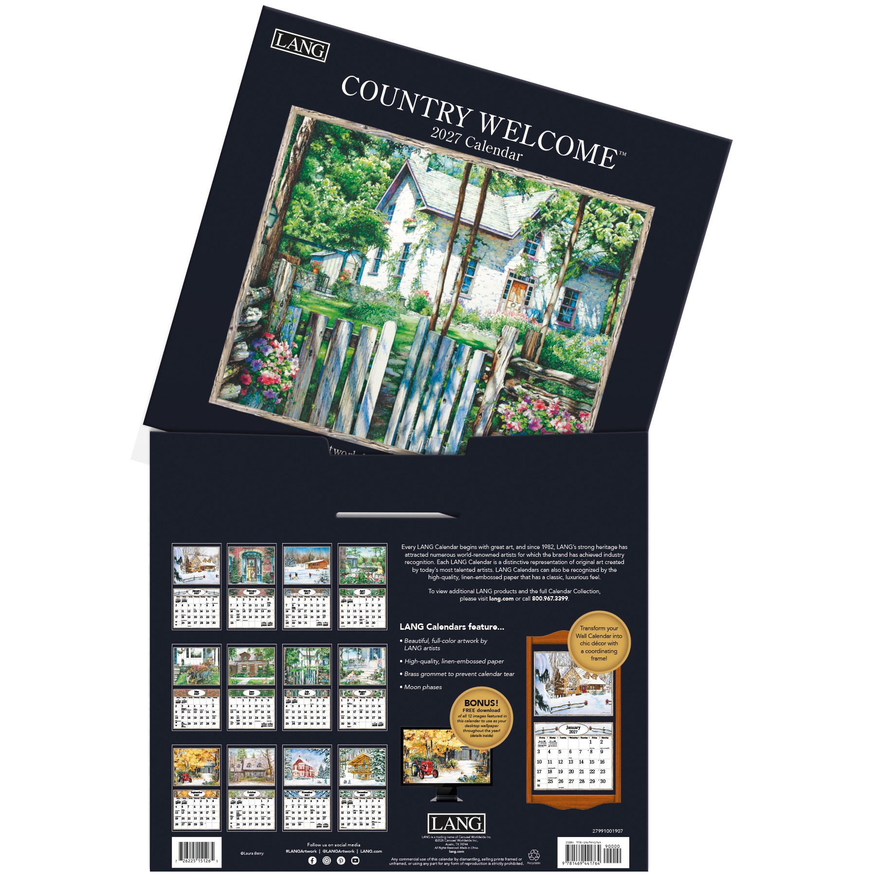 Country Welcome 2027 Lang Kalender 27991001907-04 Laura Berry Country Welcome 2027 kalender in luxe bewaarhoes.