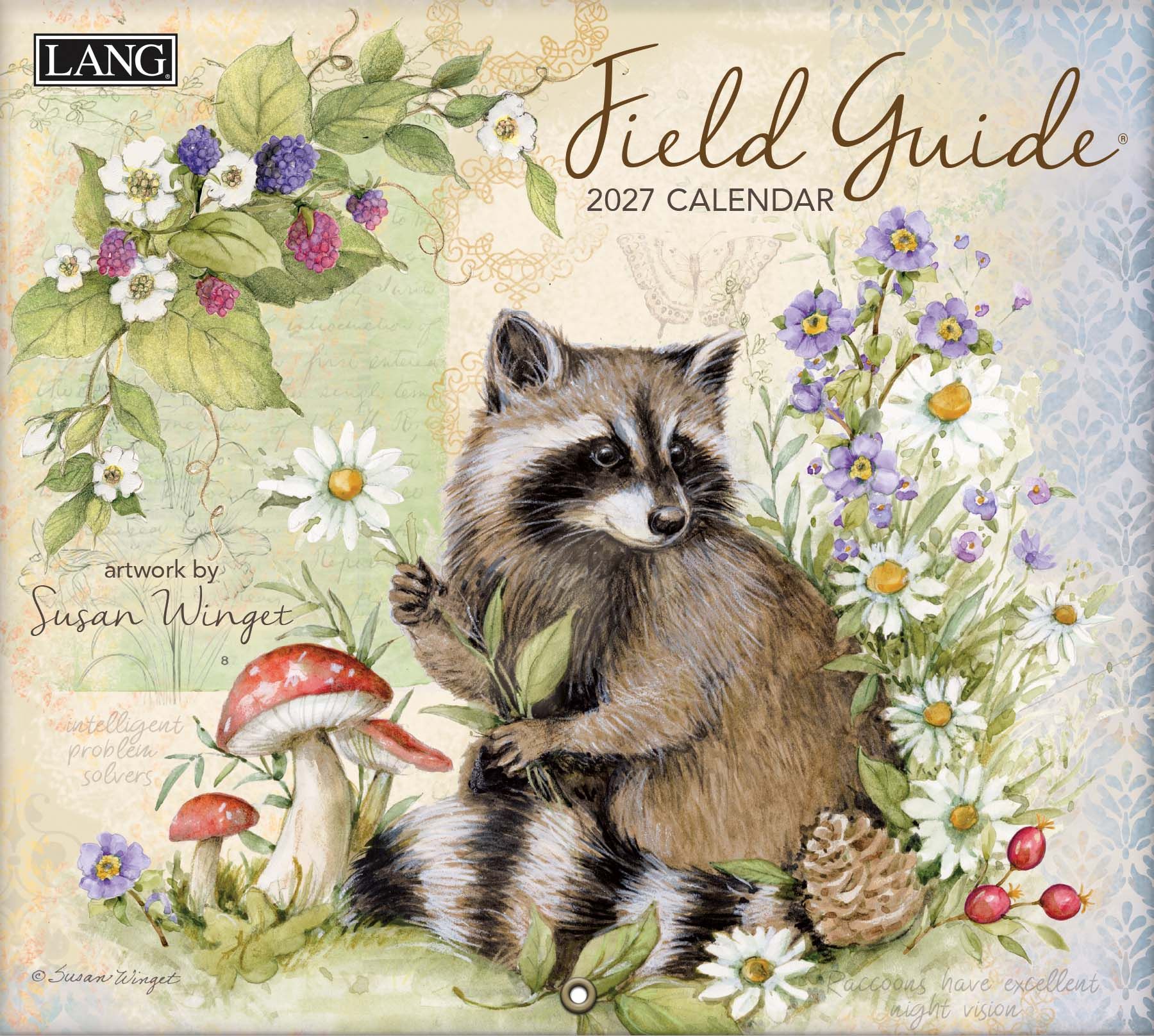 Susan Winget 2027 kalender Field Guide met sfeervolle tekeningen van planten, bloemen en natuur.
