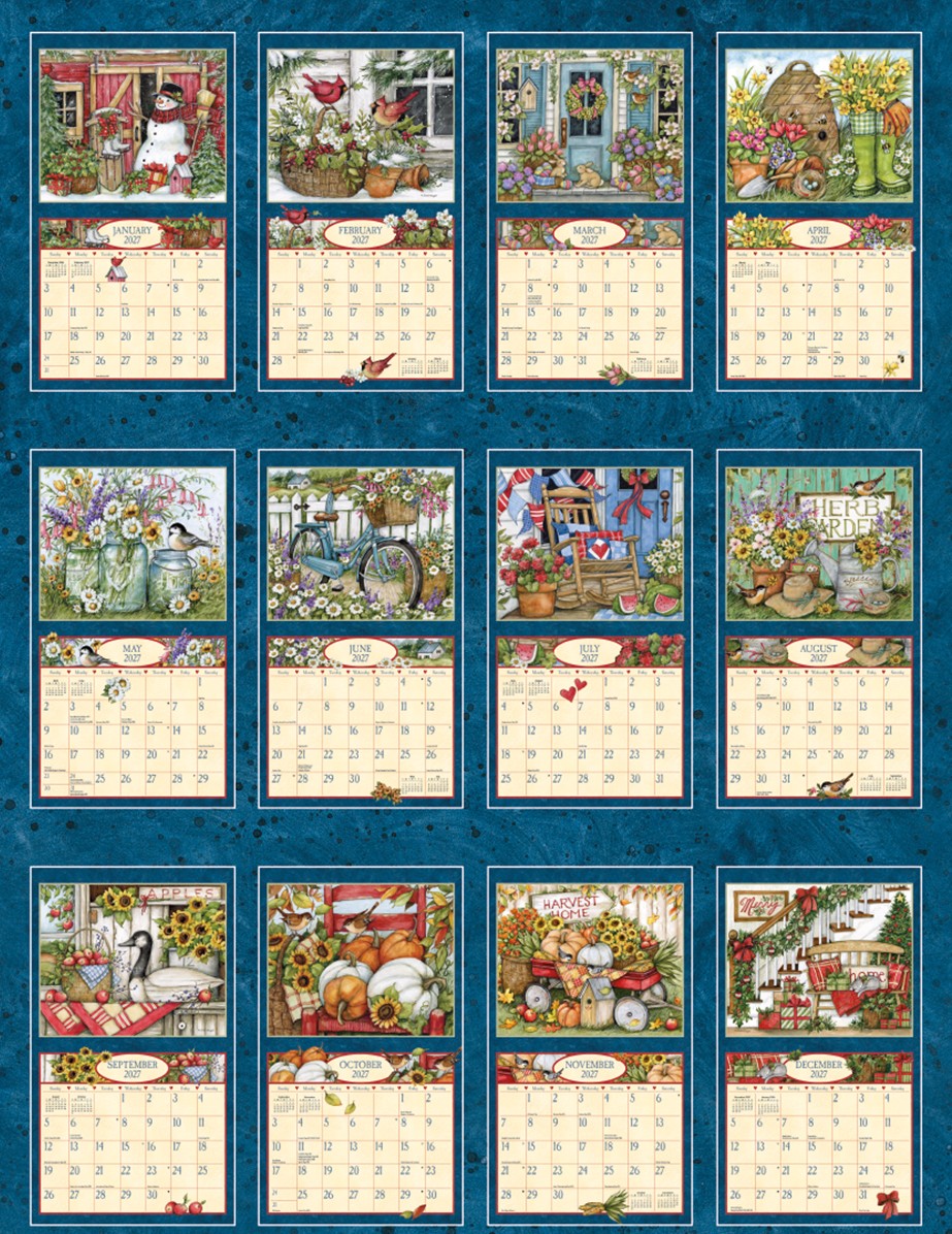 Heart & Home 2027 Lang Kalender 27991001913-02 Overzicht van alle 12 maanden van de Heart & Home 2027 kalender van Susan Winget.