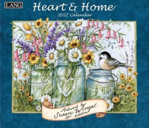 Wandkalender ‘Heart & Home 2027’ van Susan Winget met warme, huiselijke illustraties.
