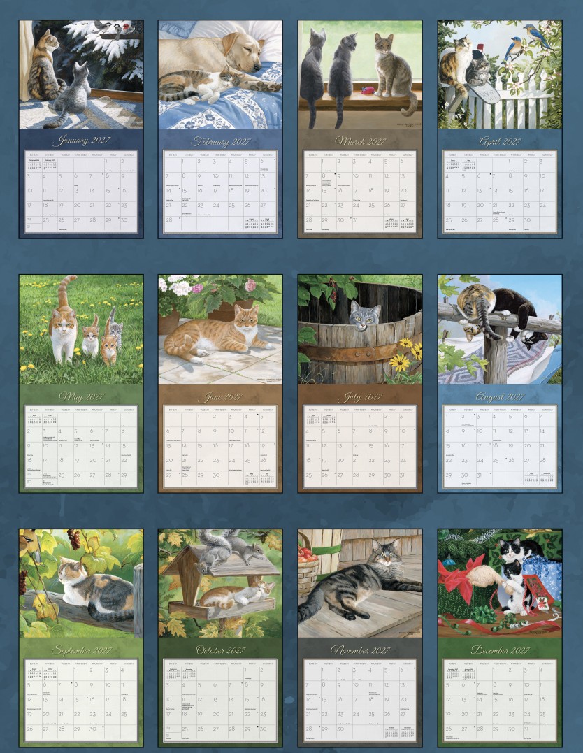 Love of Cats 2027 Lang Kalender 27991001926-02 2027 Love of Cats kalender met alle maandillustraties van katten in één overzicht.