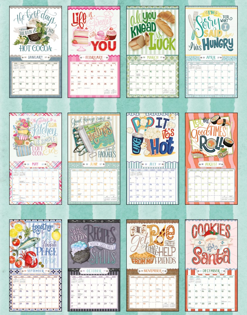 Love to Cook 2027 Lang Kalender 27991001928-02 2027 Love to Cook kalender met alle maandillustraties van culinaire thema’s in één overzicht.
