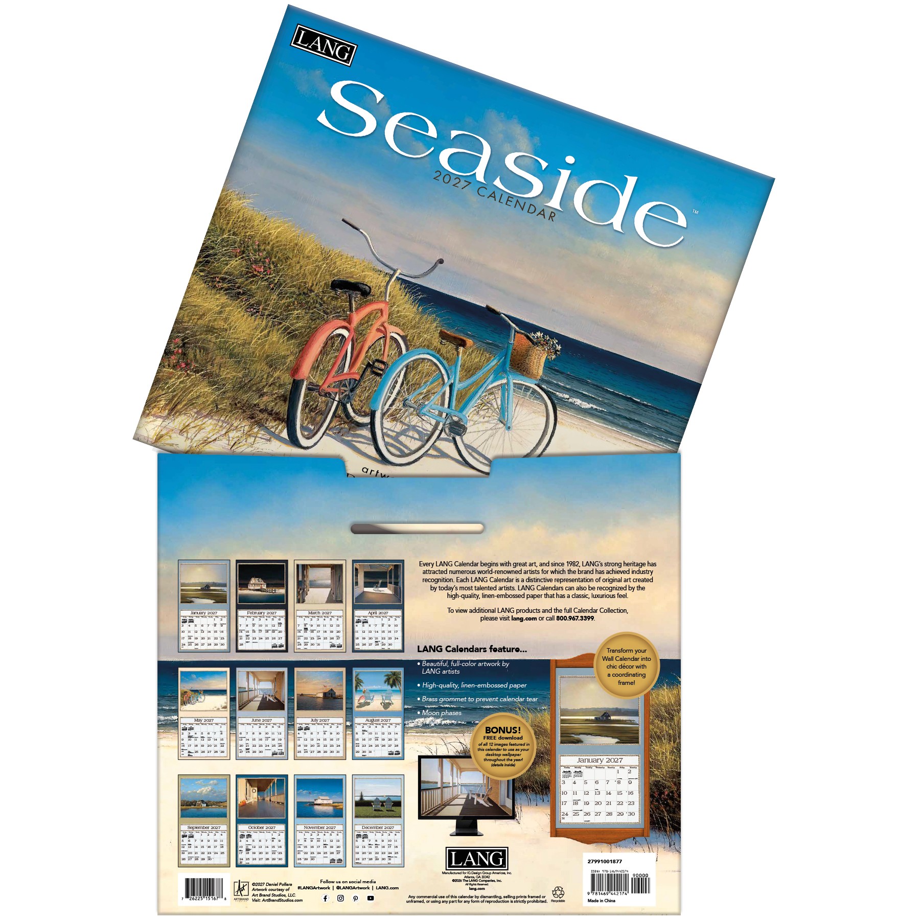 Seaside 2027 Lang Kalender 27991001877-04 Seaside 2027 kalender van Daniel Pollera in luxe bewaarhoes.
