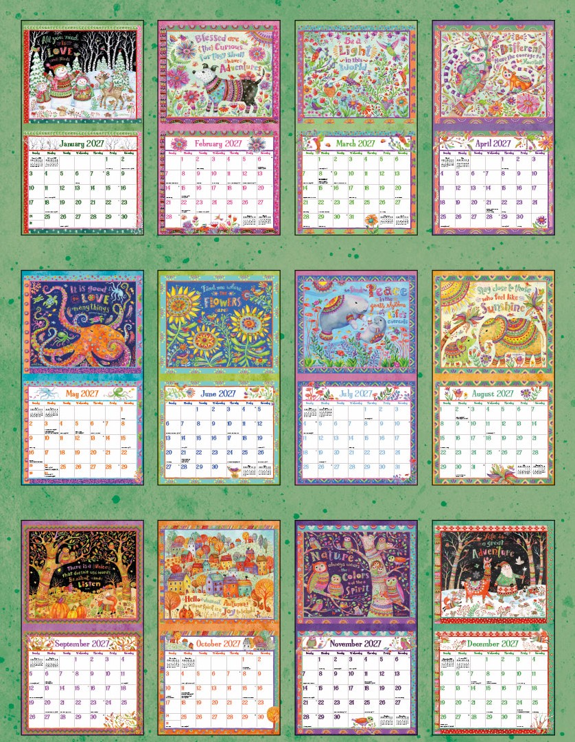 Simple Inspirations 2027 Lang Kalender 27991001878-1 Overzicht van alle 12 maanden van de Simple Inspirations 2027 kalender van Debi Hron.