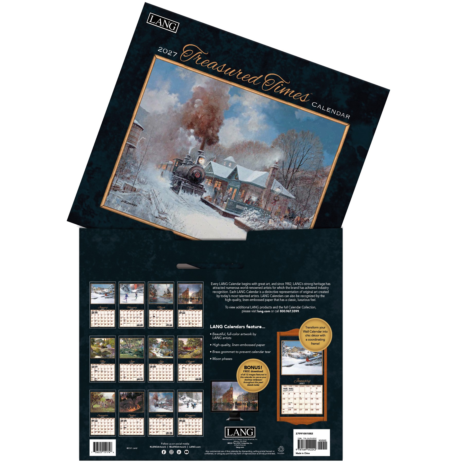 Treasured Times 2027 Lang Kalender 27991001882-04 D.R. Laird Treasured Times 2027 kalender in luxe bewaarhoes.
