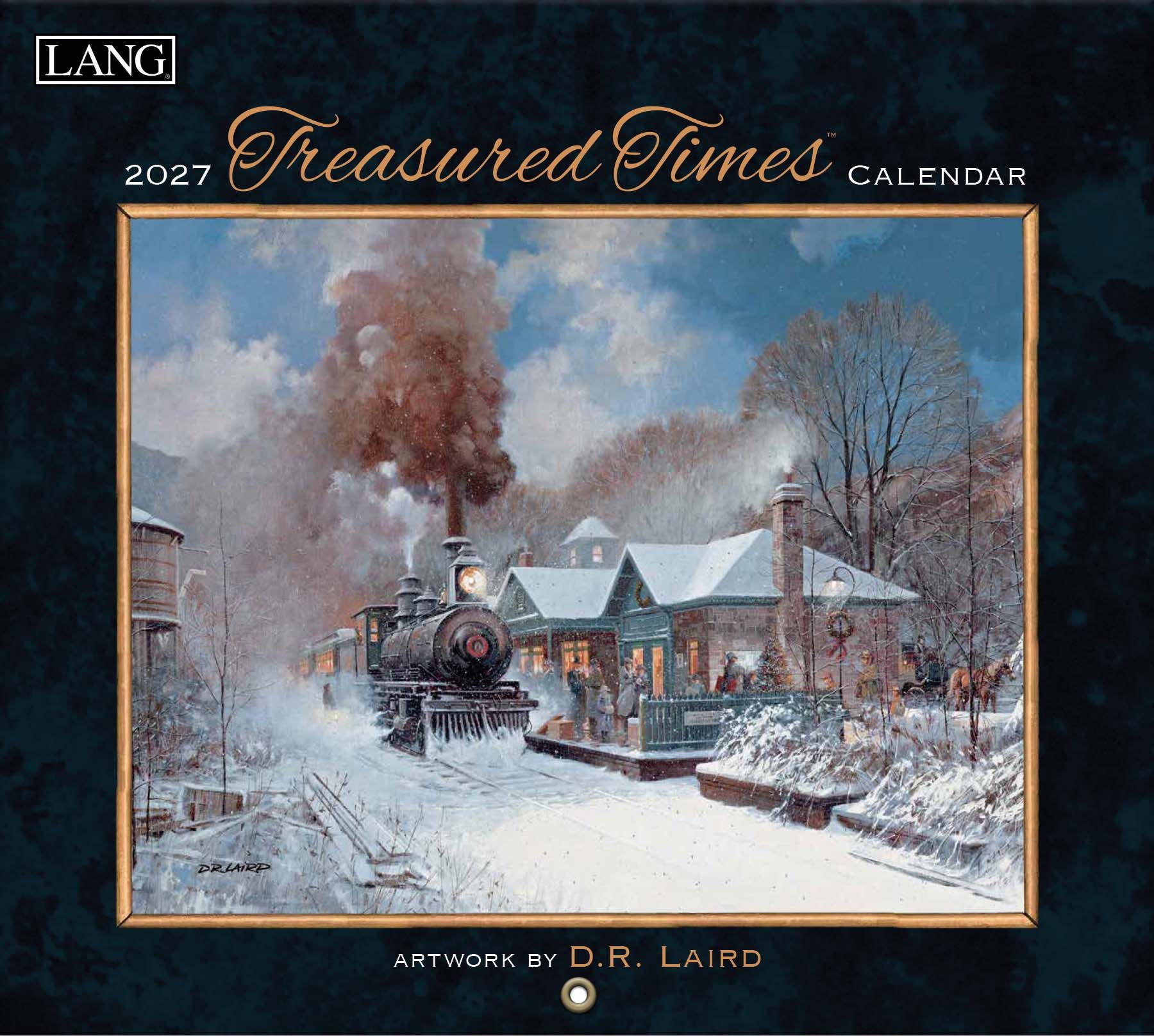 Wandkalender ‘Treasured Times 2027’ van D.R. Laird met nostalgische en landelijke illustraties.