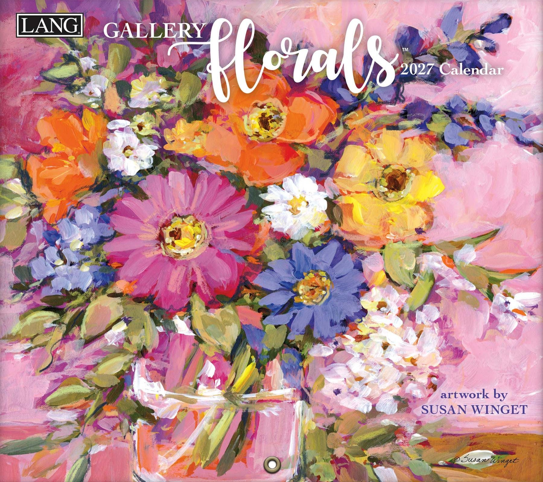 Wandkalender ‘Gallery Florals’ met kunstzinnige bloemenillustraties in schilderijstijl.