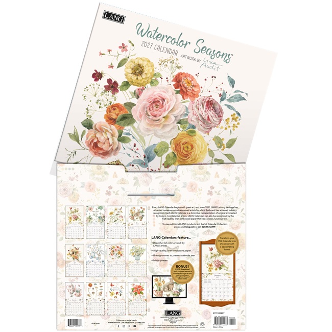 Watercolor Seasons 2027 Lang Kalender Hoes Watercolor Seasons 2027 kalender in luxe bewaarhoes.