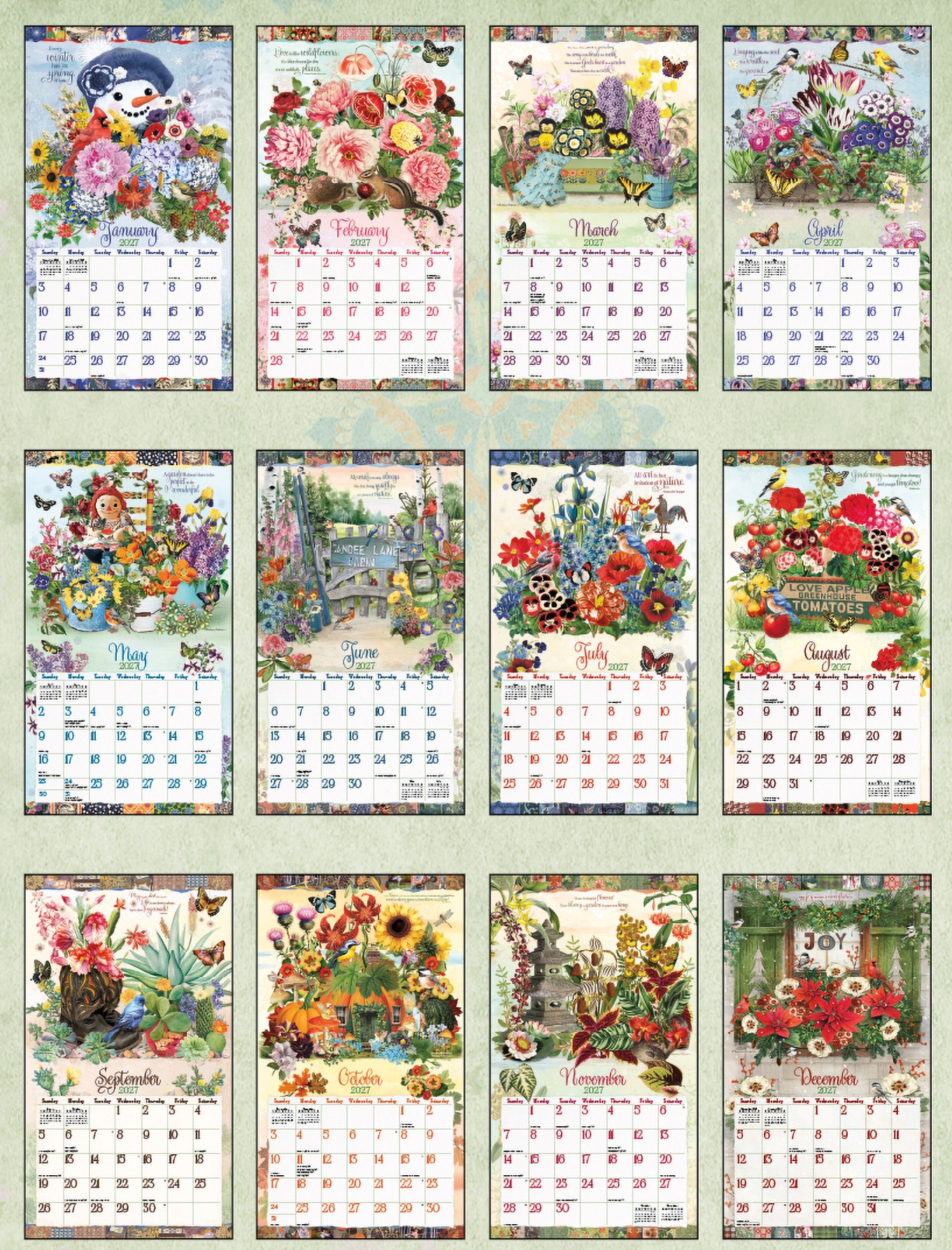 Garden Botanicals 2027 Lang Kalender 2027 Garden Botanicals kalender met alle botanische maandillustraties in één overzicht.