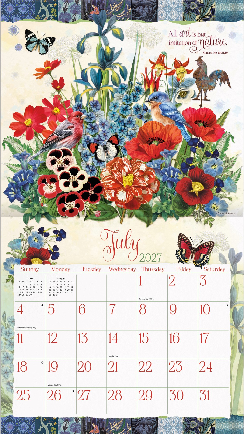 Garden Botanicals 2027 Lang Kalender 27991002014-03 Wandkalender Garden Botanicals 2027 met detailweergave van één maand en botanische illustratie.