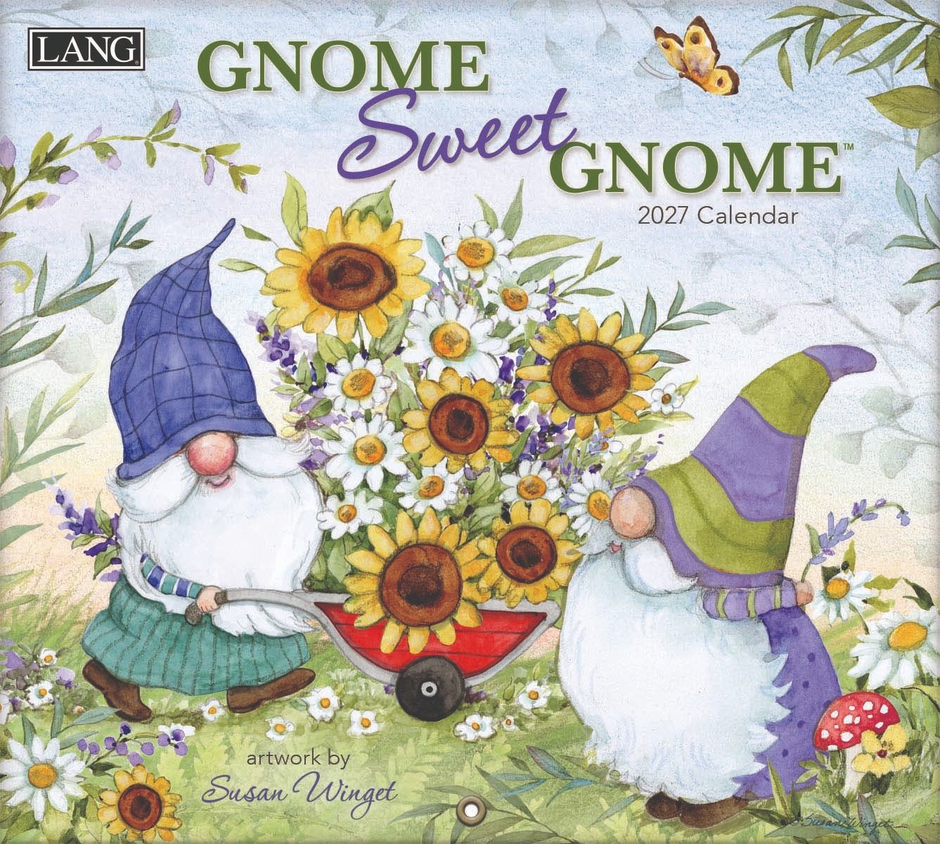 Gnome Sweet Gnome 2027 Lang Kalender Lang Gnome Sweet Gnome 2027 kalender met kabouter- en tuinillustraties per maand.