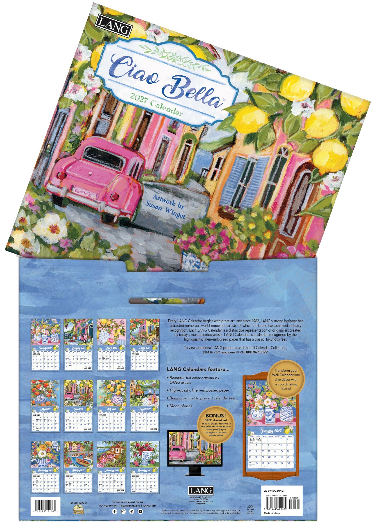 Ciao Bella 2027 Lang Kalender 27991002042-04 Ciao Bella Italia kalender in mooie en luxe bewaarhoes.