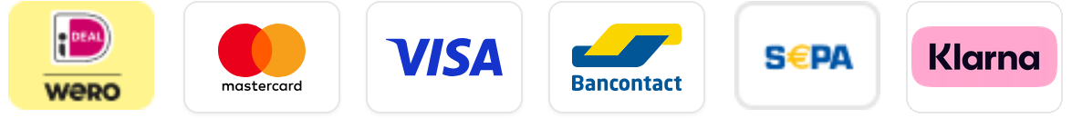 Betaalmethoden: iDEAL, Wero, Mastercard, VISA, Bancontact, SEPA en Klarna